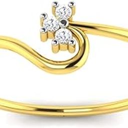 18KT Yellow Gold and American Diamond Ring for Women-image-9