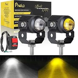 Pivalo 9V-36V DC Metal Body Fog Light with Projector Lens & Handlebar Switch, 40W LED Driving Lamp, 3000LM Temperature, Universal Spot Beam for Motorcycles, Scooters, Cars (Yellow/White,Pack of 2)-picture-10