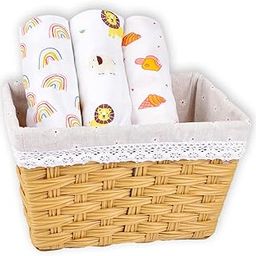 MOM'S HOME Organic Cotton Baby Muslin Swaddle - Pack of 3-100x100 cm (Rainbow Ice-Cream Jungle)-image-2