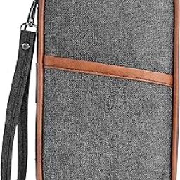 Travel Family Passport Holder Wallet Organizer Case for Credit Debit Card Ticket Coins Money Cash Currency Boarding Pass Pen with Removable Hand Strap- Grey OG07-45