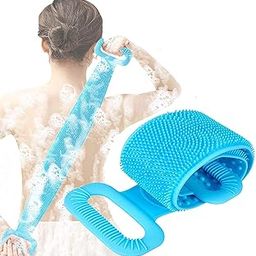 Varisty Silicone Body Back Scrubber, Double Side Bathing Brush For Skin Deep Cleaning Massage, Dead Skin Removal Exfoliating Belt For Shower, Easy To Clean,body Brush For Bathing (Back Belt)-image-21