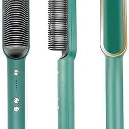 AATMNIVEDI Straight Comb Hair Straightener Brush, 2-in-1 Straightening & Curling, Upgraded Ceramic Heating, Fast Heating in 20 Sec, 45Watt, Green-13