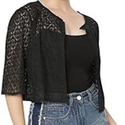 Women Cotton Graphical Lace Cover Up Shrug Cardigan BZZ-SG-605-blkHRTSQ-image-66