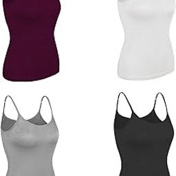 Women's Adjustable Strap Slip Multicolour Camisole Top Inner wear - Pack of Four-image-25