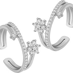 Gold Plated Rani Pink Cubic Zirconia Studded Fancy Toe Ring Adjustable Bichiya Stylish Fashion Jewellery-18