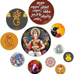 AROSHA Wooden Wall Hanging for Home Decor, Living Room, Bedroom, Office, Shri Ganesha Art Patterns, Wall Decor Hanging Items Pack of 11-image-92