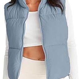 Womens Puffer Vest Stand Collar Zip Up Sleeveless Padded Gilet Coat with Pockets-32