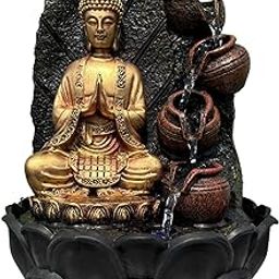 Buddha Statue Water Fountain with LED Lights – Zen Decor God Idol, Zen Garden Water Feature for Meditation Room-image-34