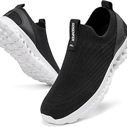 Men's Slip On Shoes without laces Shoes Mesh Breathable Casual Sneakers Sports Shoes Lightweight Walking Sneakers Running Shoes, Black, 9.5 UK-picture-10