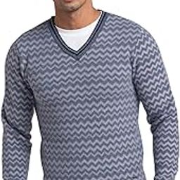 Men Regular Fit Jacquard Pattern Pure Acrylic Full Sleeve V Neck Casual Sweater-image-32