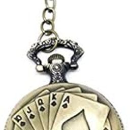 Rustic Look Brass Metal Pocket Watch Royal Flush (Gold)-image-99