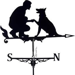 Weather Vane Farm Bracket Weathervane Farmhouse Durable Scene Man with Dog-image-43