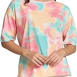 Women's Lycra Striped Tie-Dye T-Shirt for Women Western Tees Travel, Casual, Night Wear Western Tops-picture-50