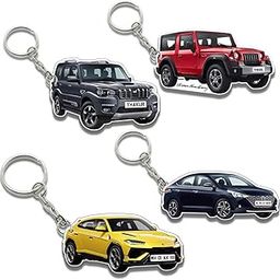 Plastic Customized Car Shape Keychain | Personalized Thar Keyring | Gift for Him or Her | Car and Bike Accessories | Multicolor-picture-4