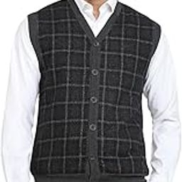 Men Sleeveless Regular Fit Tweed Pattern Wool Polyester Acryalic Nylon Blend V Neck V Neck Casual Winter wear-image-46
