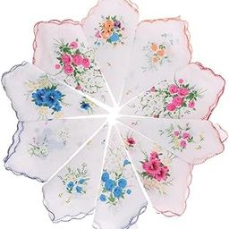 10pcs Womens Vintage Floral Cotton Handkerchiefs Wedding Party Bulk Pack-image-56