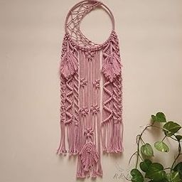 Macrame Dream Catcher Wall Hanging - Best Dream Catcher in Baby Pink, Size: 30cm x 90cm-image-61