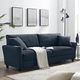 WASKOW ART HUB Modern 3-Seater Fabric Sofa, Charcoal Grey, Comfortable Living Room Furniture (Dark Blue)-image-91