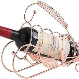 Craft Capital Countertop Holder Bottle Rack Vintage Sunflower European Living Room Shelf Creative Wrought Iron Ornaments Red Bottle Rack (Gold)-image-10