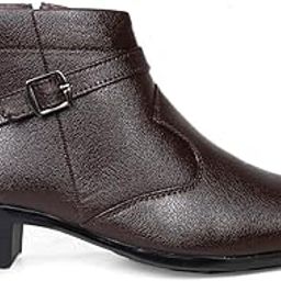 Men's 2 Inch Heel Height Increasing Formal Buckle Zipper Boots-image-68