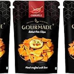 Gourmade Soulful Snacking Pita Chips Snacking Combo, 375g | 2 x Roasted Garlic and 1 x Chipotle (125gms ecah - Pack of 3) | Baked Chips | Bar Party Snacks | Dip Chips | Starter Chips | Nachos & Tortillas-image-54