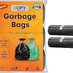 XOPY Premium Eco-Friendly Garbage Bag | 24 X 32 Inches Large Size Dustbin Bag | Pack of 2 Rolls (30 Trash Bags) | Black Colour Waste Bag For Everyday Use | Bin Bag For Dry & Wet Waste | Pouch Packing-image-99