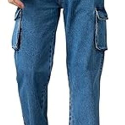 Men's Cotton Cargo Jeans, Mid Rise Straight Fit Wide Leg Denim Trousers, Treck Pent with Multiple Pocket, Loose Fit Pant for Men and Boys-image-34