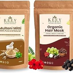 Keev Naturals Hair & Skin Combo | Hair Mask (250g) + Multani Mitti (250g) | Dandruff, Acne & Frizz Control | 100% Natural Powder for Face & Hair-image-45