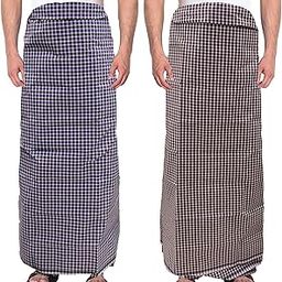 Men's 100% Cotton Multicolored Unstiched Lungi (2 Mtrs) - Pack of 2-image-34