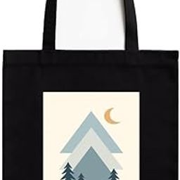 Minimalist Mountain Design Eco-Friendly Cotton Tote Bag with Zip | Say No to Plastic Print | Reusable Black Bag with White Pocket | 16x14 inch | for Office, College, Daily Use-image-104