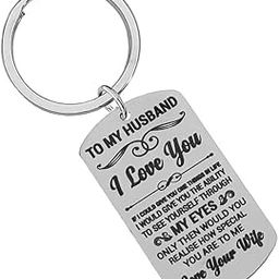 Valentine Gift To My Husband I Love You Silver Stainless Steel Keychain For Couple Holder - Bikes/Car/Double Key Ring/Office Home LCSKey202401-image-81