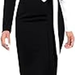 Women Polyester Colourblock Western Bodycon One Piece Dress (Classic Coller with Comfortable Belt)-image-18
