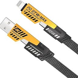 Alitayee 4 in 1 Multi Charging Cable with USB Type C, Light-ning Pin, Compatible with Oppo, Vivo, Xiaomi, Samsung, iPhone, iPad Pro & Car Charging, by Marchpower, 1M, (Yellow+Black)-0