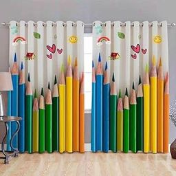 GYANTITEXTURE Window Curtains for Home 5Ft Pack of 2 | 3D Digital Curtain Panels for Living Room Bedroom Kids Room | Semi-Sheer Printed Eyelet Drapes for Decoration (4x5 Feet) Pencil-picture-30