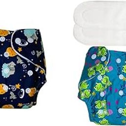 Kritiu Reusable Cloth Diaper Combo Pack | High Absorbent Washable Diapers | Dark Blue Diaper and Light Blue with 2 White Pad Diaper Pack of 2 (N.CLOTH.DIAPER.PARENT002)-image-87