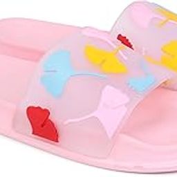 Transparent Leafs Women's Flip Flops Slides Back Open Household Comfortable Slippers-image-0