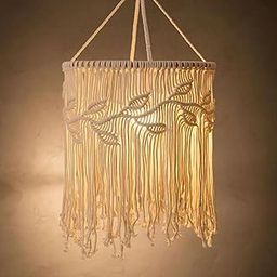 Macrame Lamp Shade Woven Boho Hanging Ceiling Lampshade Cover Decoration Boho Woven Pendant Light Shade Handmade Lampshade for Home Room Corner Decor 65cmx30cm-image-80