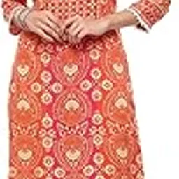 biba Women Polyester Straight Fit Liva Printed Kurta-picture-4