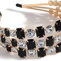 Gold Plated Black Stones Hair Band for Women and Girls | Crystals, Embellished Head Jewellery | Belt for Girls | Fancy Accessories for Brides | Stylish-image-10