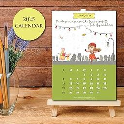 MIMIR | Calendar 2025 Desk Calendar & Easel | Table Calendar | New Year | 350 gsm Cards | With Cute Illustrations-21