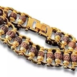 Gold Plated Rudraksha Wrist Bracelet Trending Rudraksha Bracelet Chain Fashionable Rudraksh Ka Braslet रुद्राक्ष ब्रेसलेट पुरुष Stylish Braselet Men Modern Bracelets Rudraksha Gold Caping Bracelete-28