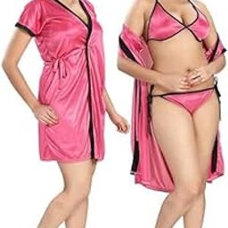 Honeymoon Special Women's Nighty, Robe, Lingerie Set with Bra, Panty, Night Dress,Honeymoon Dress for Women Sexy hot-picture-35