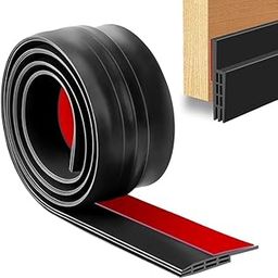 Silicone Self Adhesive Door Bottom Sealing Strip Guard for Home Door Protector for Home from Dust, Insects, Waterproof, Soundproof Door Seal, Door Air Blocker 1 Meter (1 Meter, Black)-image-4