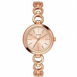 Women Brass Classics Collection 3 Hands Analogue Rose Gold Dial Coloured Quartz Watch, Round Dial with 26Mm Case Width - Twel11434, Band Color-Rose Gold-image-10