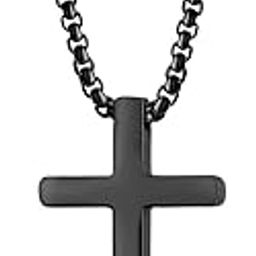 Simple Personality Glossy Titanium Steel Cross Hip Hop Necklace for Men Boys-image-45