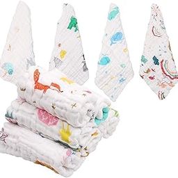 BabyGo Baby Muslin Washcloths, Super Soft 100% Cotton Face Towels | Reusable Hygiene Wash Cloth | Napkin for New Babies | Soft Hankies for Children (Small 30X 30Cm) (Pack of 4)-image-50