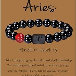 Zodiac Bracelet for Men Women, 8mm 10mm Natural Black Onyx Stone Star Sign Constellation Horoscope Bracelet Gifts-image-19