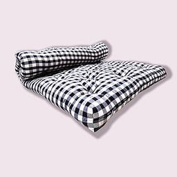 ATOOTFUSION Soft Thick Star 5-Inch Cotton Mattress - Medium Firm Foldable Reversible Cotton Star Mattress | Gadda Medium Firm, White and Black Checkered (Super Queen (78X60X5 Inches))-image-58