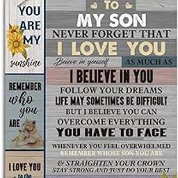 Son Gift, Inspirational Wall Decor, Decorative Hanging Wood Signs, Kids Room Decor for Boy, Thanksgiving, Christmas, Birthday Gift for Son, To My Son From Mom Sign, I Love You To The Moon And Back-image-24