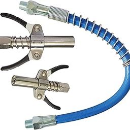 Inditrust 2pc Double handle Grease Gun Coupler with 1pc 30cm Hose 10000 PSI compatible with All Grease Guns 1/8"-image-39